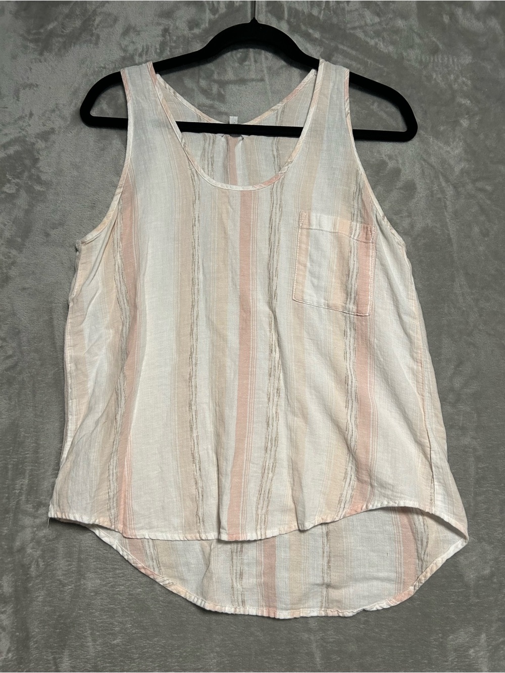 Community Linen Cotton Tank Top Women’s XS Stripe Pink White